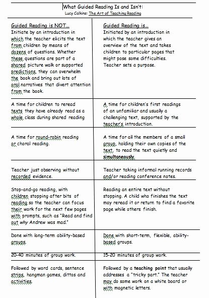 Readers Workshop Lesson Plan Template Awesome What Guided Reading is and isn T Lucy Calkins the Art