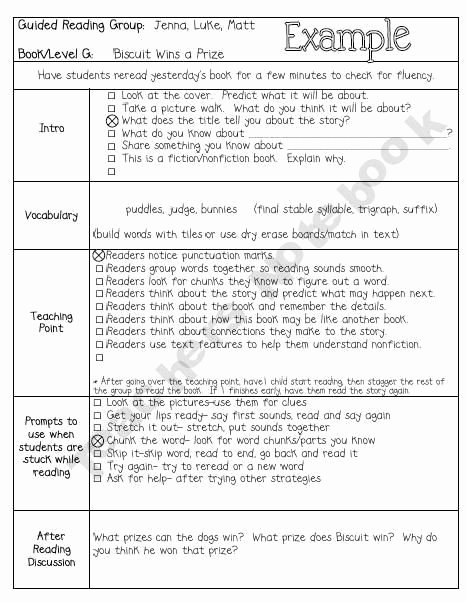 Readers Workshop Lesson Plan Template Inspirational Small Group Guided Reading Lesson Plan