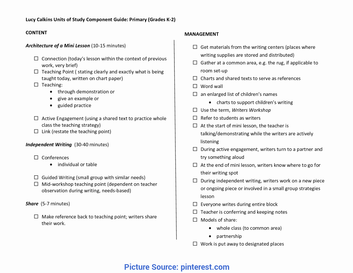 Readers Workshop Lesson Plan Template New Simple Reading and Writing Lesson Plans Lucy Calkins