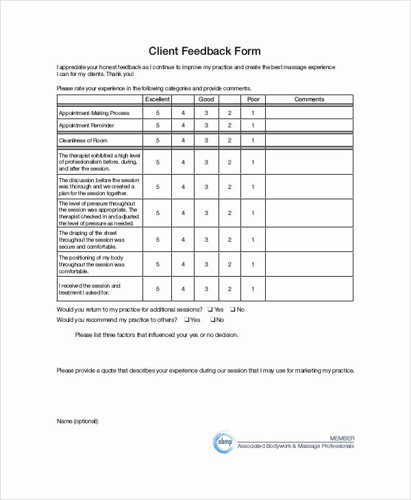 Real Estate Feedback form Template Awesome Sample Client Feedback form 9 Examples In Word Pdf