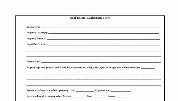 Real Estate Feedback form Template Luxury 7 Real Estate Evaluation form Samples Free Sample