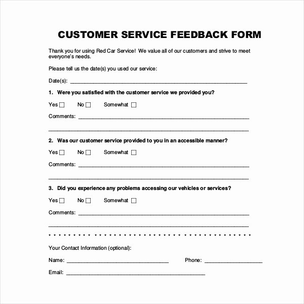 customer feedback form