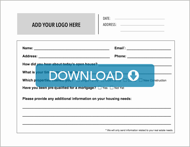 Real Estate Feedback form Template New Real Estate Open House Sign In Sheet Free Template