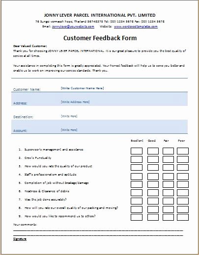 Real Estate Feedback form Template Unique Customer Feedback form Template