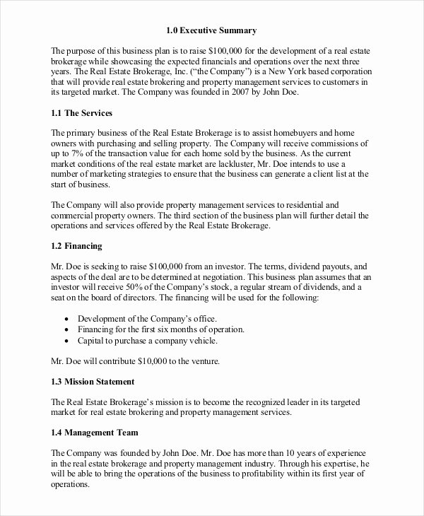 Realtor Business Plan Template Elegant Real Estate Business Plan 14 Free Pdf Word Documemts