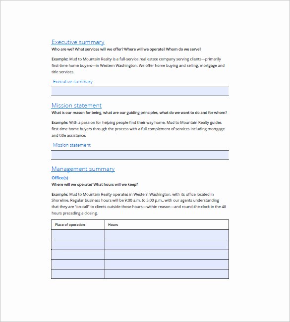 Realtor Business Plan Template Fresh Real Estate Business Plan Template 16 Free Word Excel