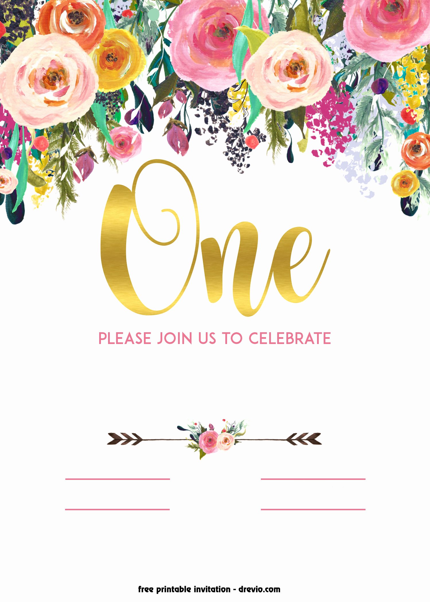 Reception Invitation Template Free Lovely Free Printable 1st Birthday Invitation – Vintage Style