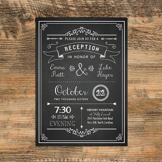 Reception Invitation Template Free Unique Chalkboard Diy Reception Ly Invitation Template