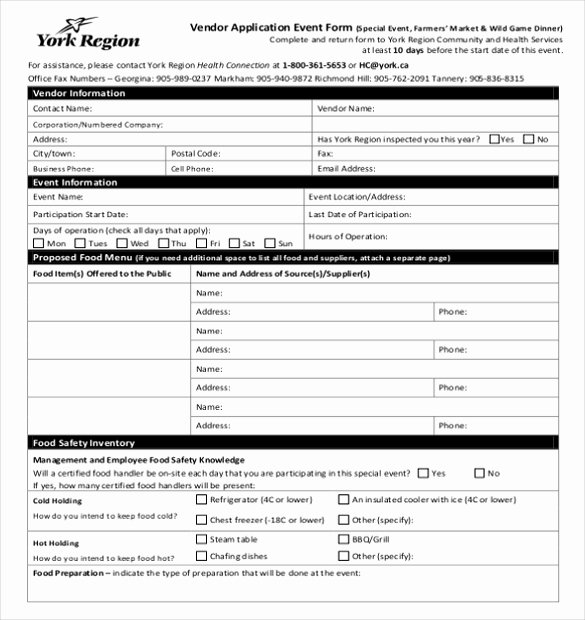 Registration form Template Free Download Elegant 10 Vendor Application Templates – Free Sample Example