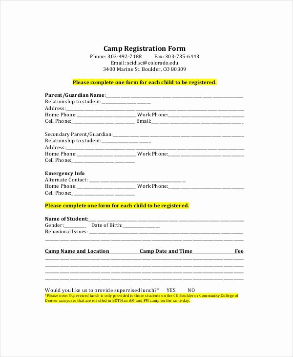 Registration form Template Free Download Lovely Printable Registration form Templates 9 Free Pdf