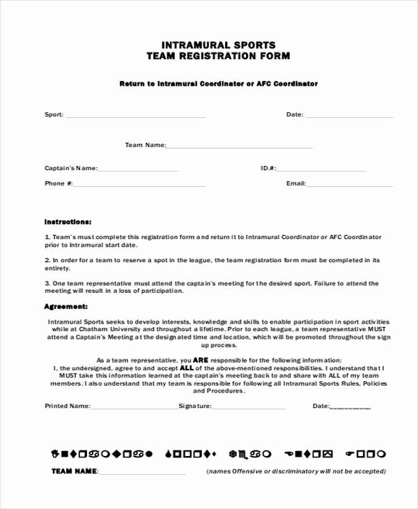 Registration form Template Free Download Unique Sports Registration forms Template Free Download