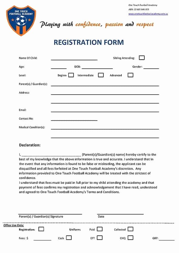 Registration form Template Microsoft Word Awesome Academy Registration form Templates Find Word Templates