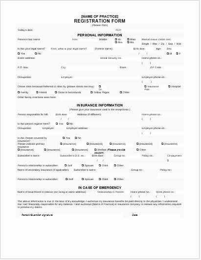 Registration form Template Microsoft Word Beautiful Generic Registration form Template for Ms Word