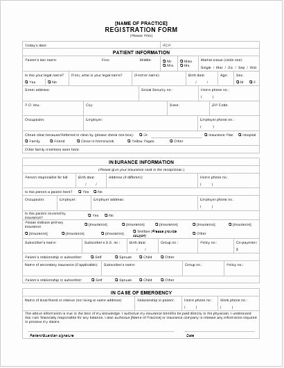 Registration form Template Microsoft Word Best Of Patient Registration forms for Ms Word