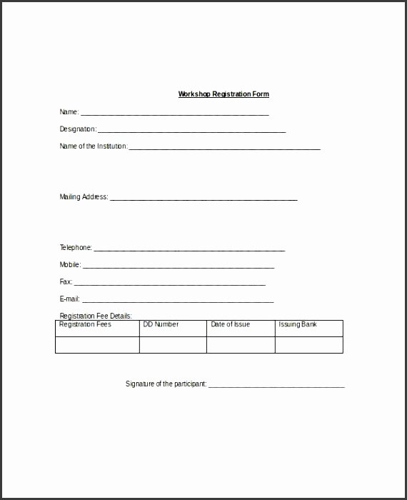 Registration form Template Microsoft Word Elegant 10 Registration form Template Word Sampletemplatess