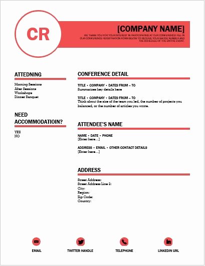 Registration form Template Microsoft Word Fresh Conference Registration form Template for Word