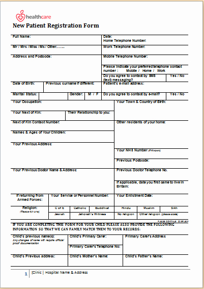 Registration form Template Microsoft Word Inspirational Patient Registration form Ms Word