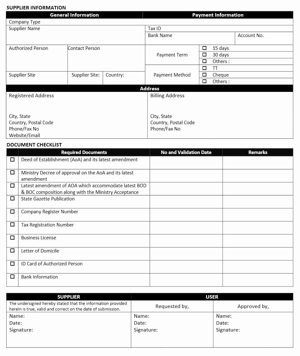 Registration form Template Microsoft Word Lovely Vendor Registration form Template