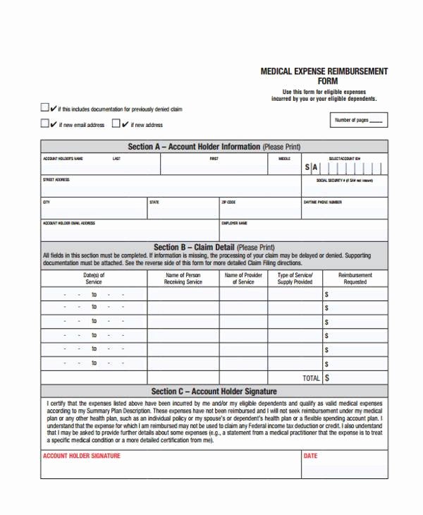 Reimbursement form Template Word Awesome Free 7 Sample Employee Expense Reimbursement forms In Pdf