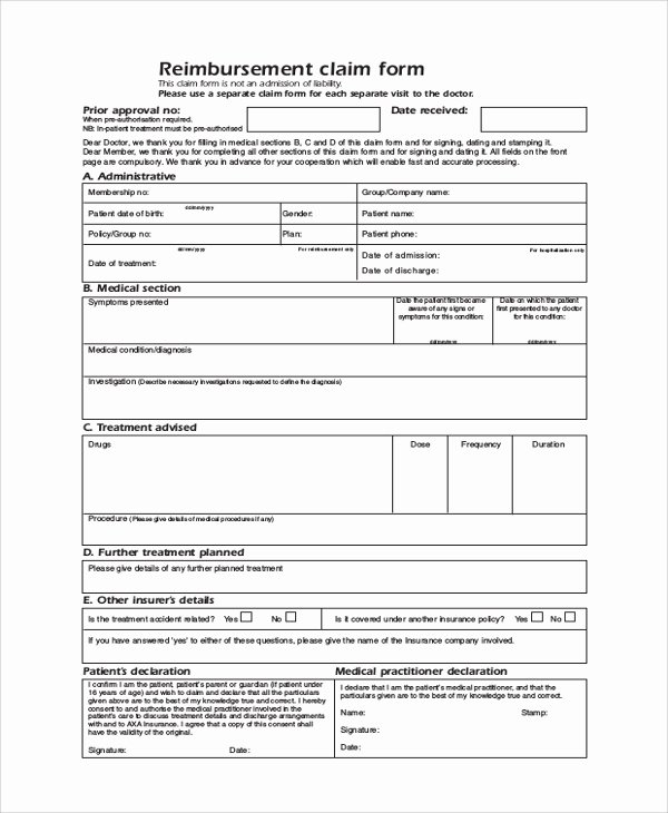 Reimbursement form Template Word Awesome Sample Reimbursement form 9 Examples In Pdf Word Excel