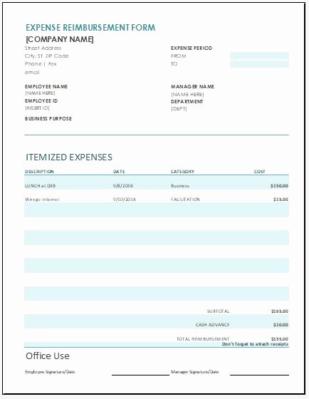 expense reimbursement forms