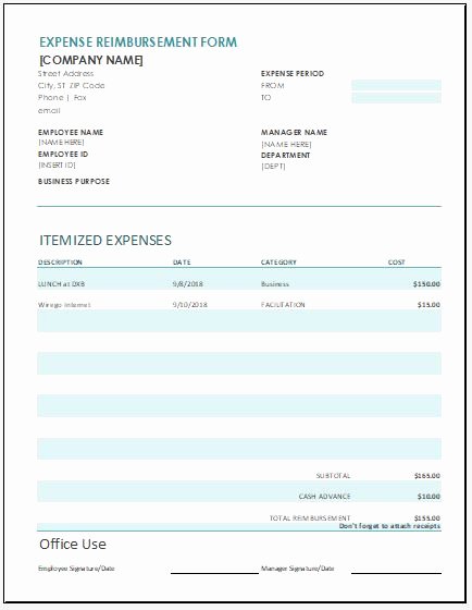 expense reimbursement forms