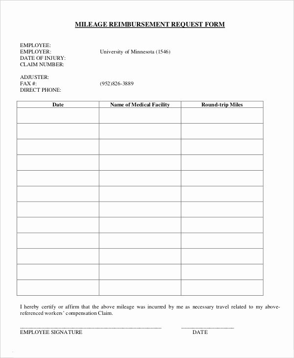 Reimbursement form Template Word Best Of Mileage Log Reimbursement form Templates