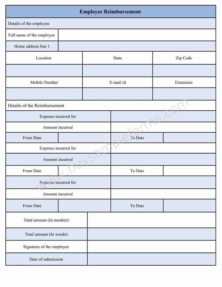 Reimbursement form Template Word Elegant Employee Reimbursement form Reimbursement forms