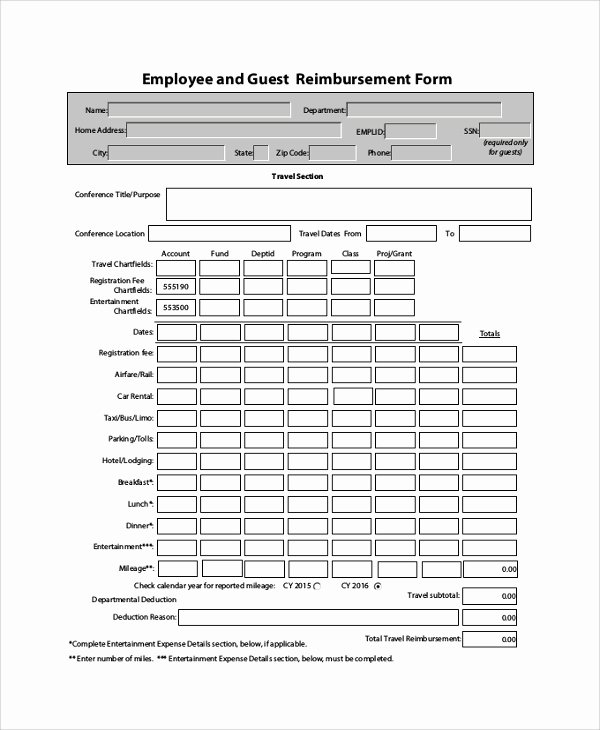 Reimbursement form Template Word Elegant Sample Reimbursement form 9 Examples In Pdf Word Excel