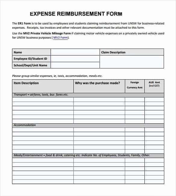 Reimbursement form Template Word Unique Expense Reimbursement forms Find Word Templates