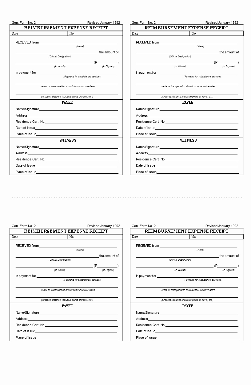 Reimbursement form Template Word Unique Reimbursement Expense Receipt