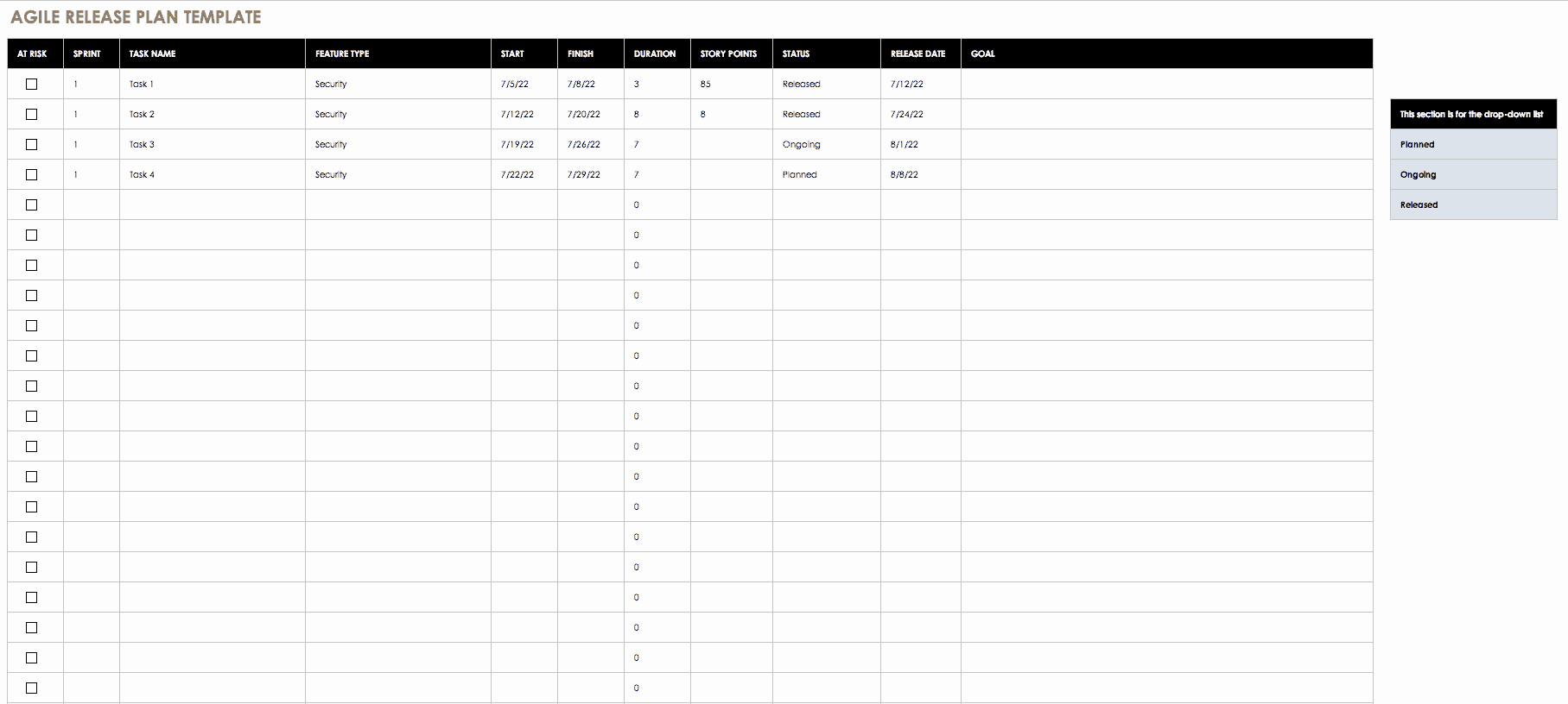 Release Plan Template Excel Luxury Free Agile Project Management Templates In Excel