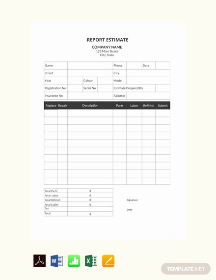 Repair Estimate form Template Free Best Of 10 Revenue Estimate Sample Example format