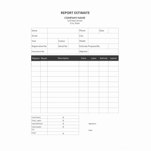 Repair Estimate form Template Free Elegant 20 Repair Estimate Templates Word Excel Pdf
