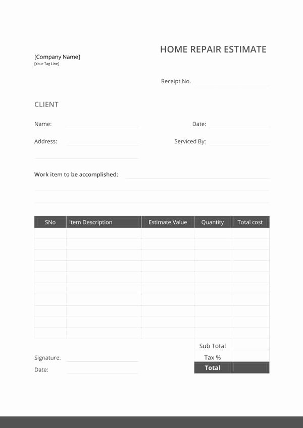 Repair Estimate form Template Free Elegant 20 Repair Estimate Templates Word Excel Pdf