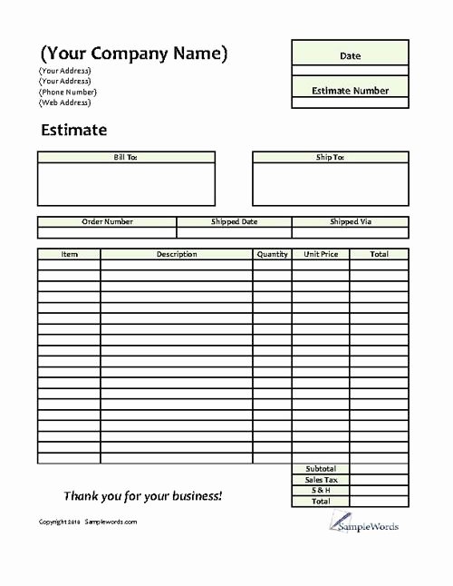 Repair Estimate form Template Free Lovely Estimate Printable forms &amp; Templates