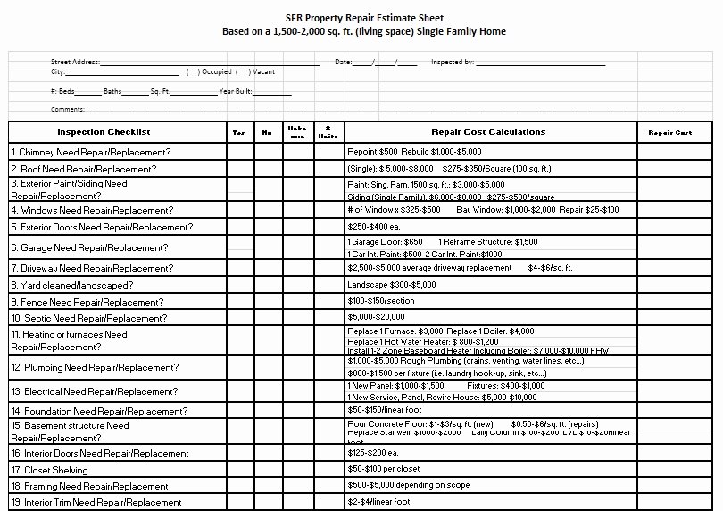 Repair Estimate form Template Free Luxury 12 Free Sample Home Repair Estimate Templates Printable