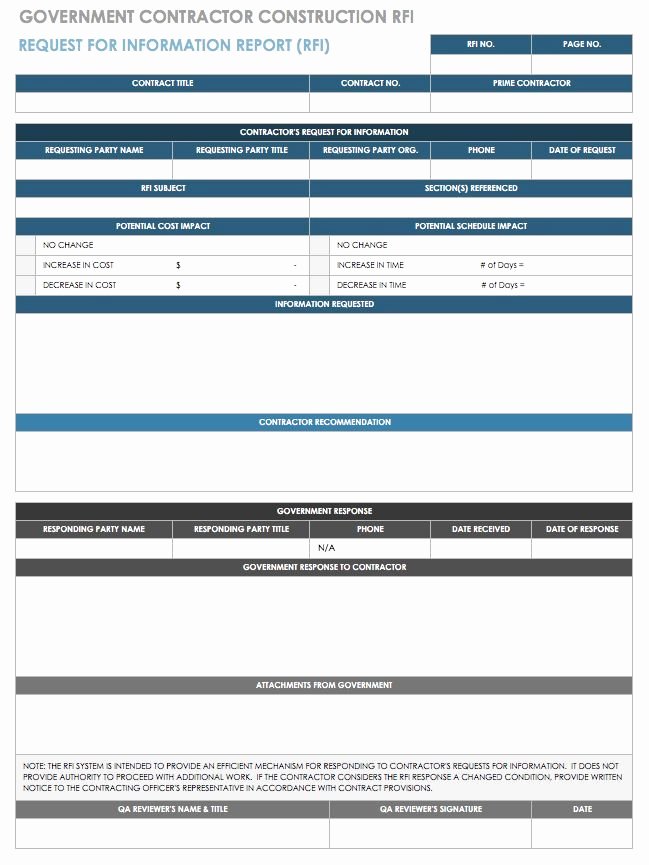 Request for Information Template Construction Awesome Free Request for Information Templates