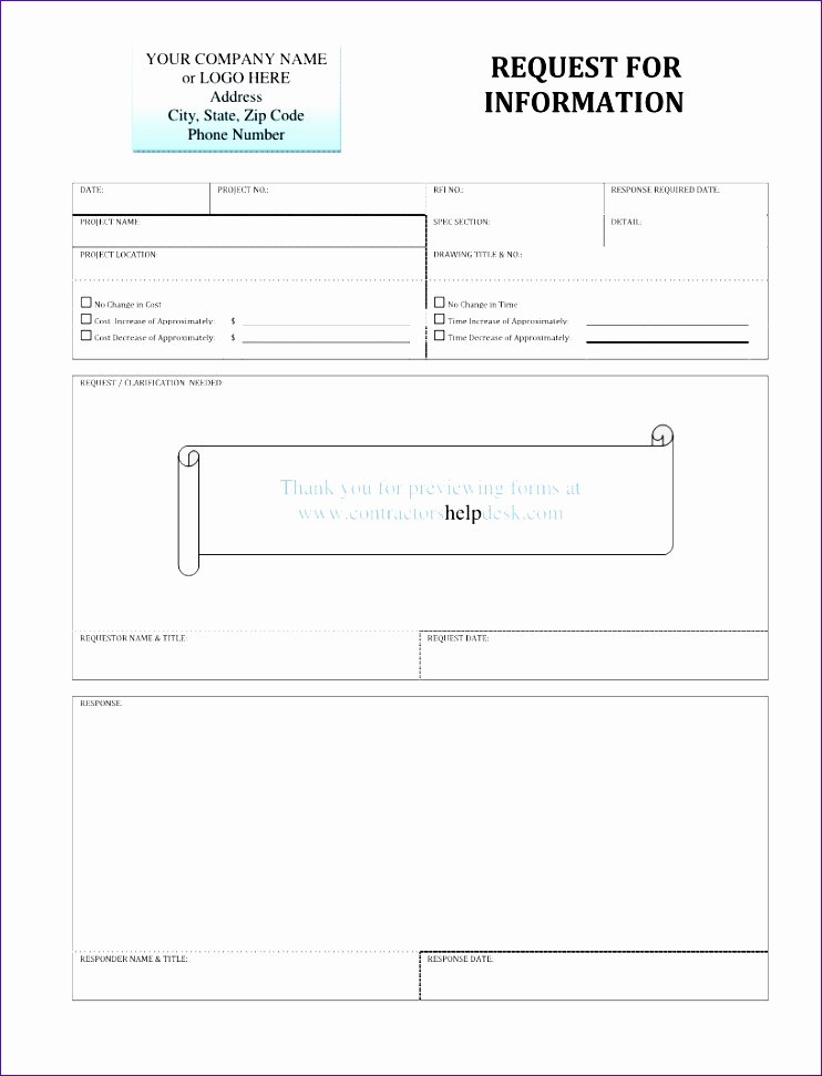 Request for Information Template Construction Unique 6 Construction Project Management Templates Excel