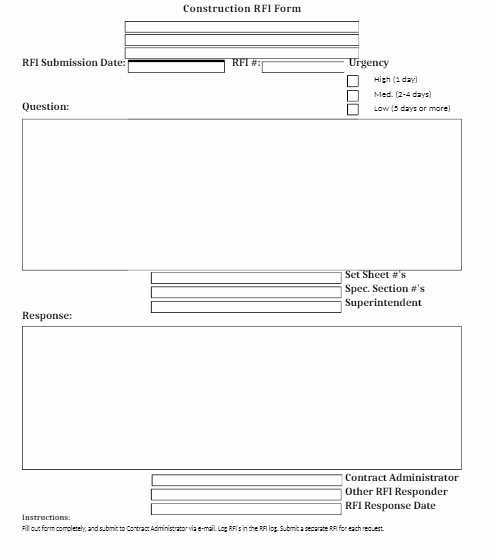 Request for Information Template Construction Unique 7 Construction Rfi Templates Word Excel Samples