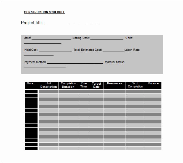 Residential Construction Schedule Template Elegant 11 Construction Schedule Templates Pdf Doc