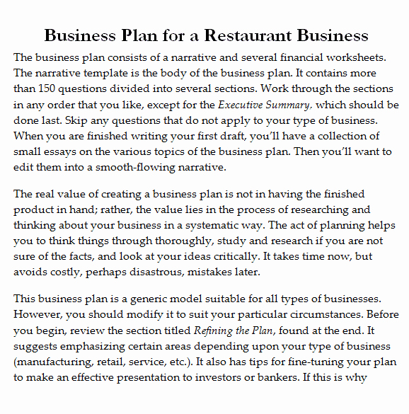 Restaurant Business Plan Template Word Awesome 32 Free Restaurant Business Plan Templates In Word Excel Pdf