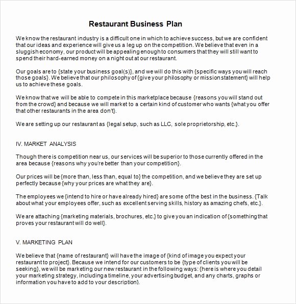 Restaurant Business Plan Template Word Unique 5 Free Restaurant Business Plan Templates Excel Pdf formats