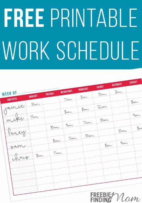 Restaurant Employee Schedule Template Awesome Free Printable Work Schedule