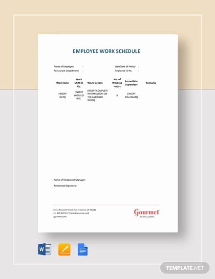 Restaurant Employee Schedule Template Awesome Free18 Employee Schedule Samples In Google Docs