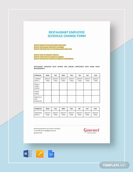 Restaurant Employee Schedule Template Beautiful Free Department Change Request Letter Template Download