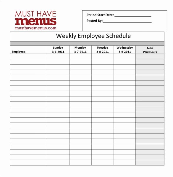 Restaurant Employee Schedule Template Lovely Restaurant Schedule Template 18 Free Excel Word