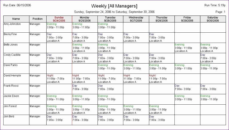 excel employee schedule template h4899