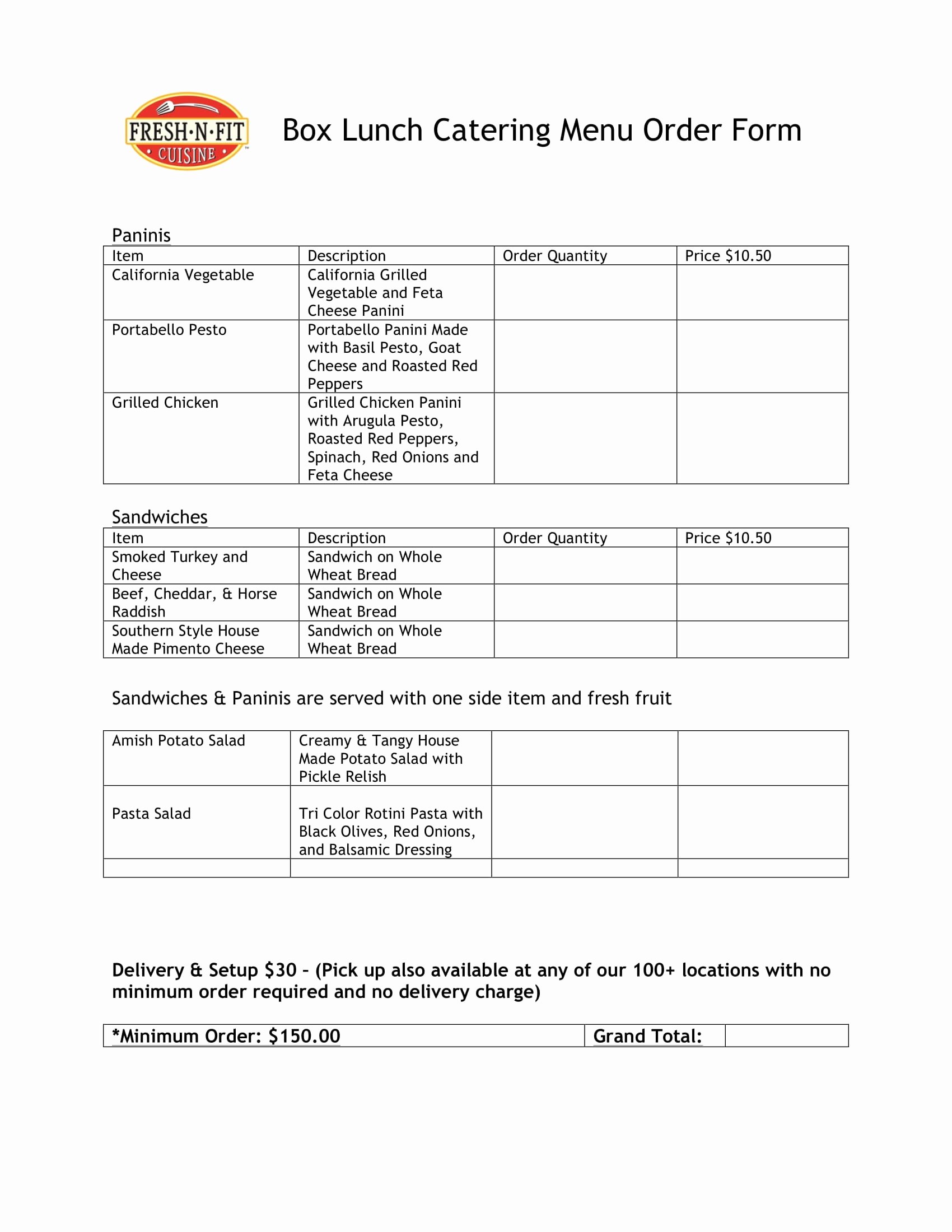 Restaurant Food order form Template Best Of Free 29 Menu forms In Pdf