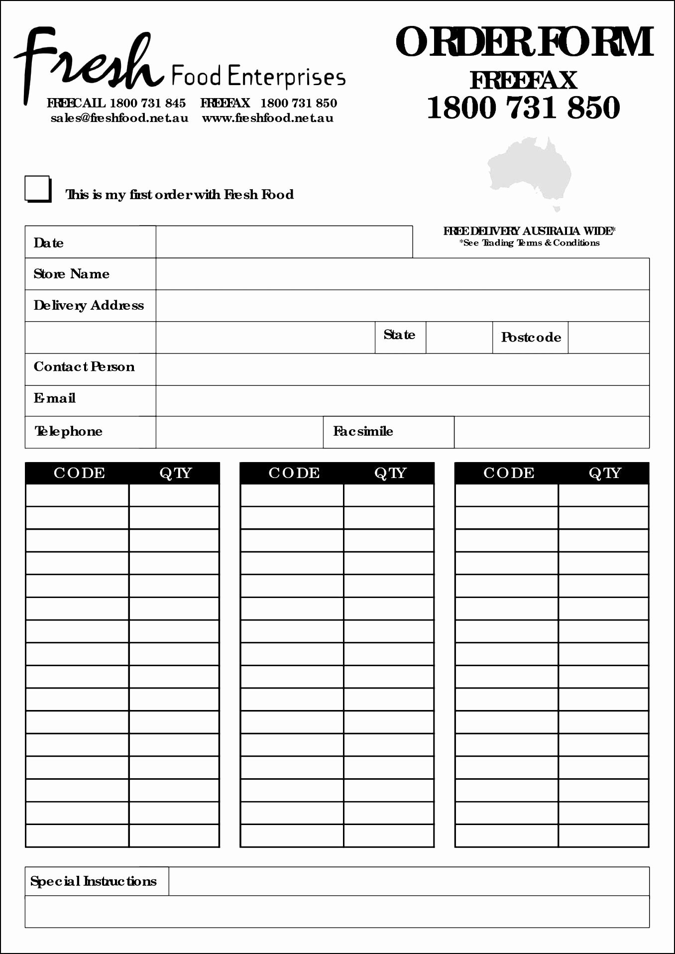 Restaurant Food order form Template Elegant Food order Template Besttemplates123